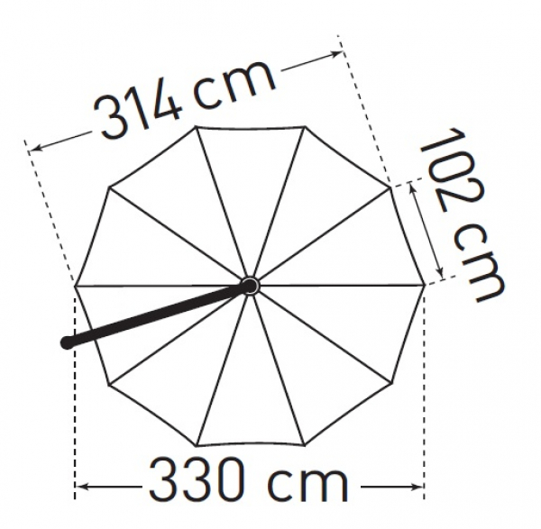 May Ampelschirm MEZZO MH 330cm rund - mit Höhenverstellung